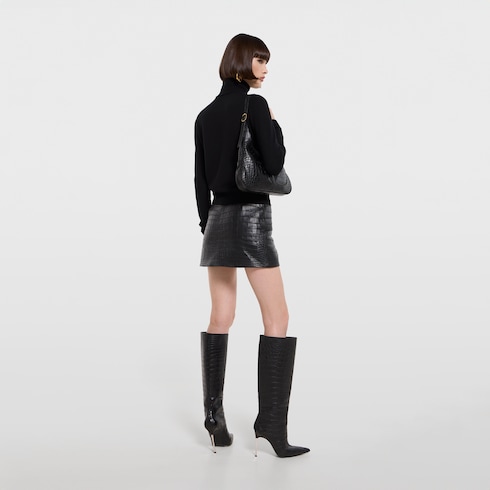 Crocodile leather skirt with Gucci crest in black | GUCCI® US