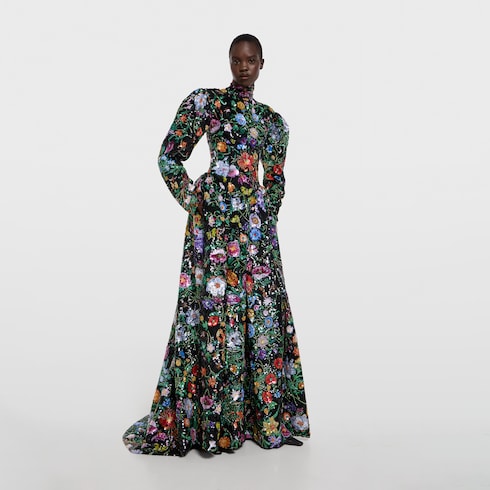 Gucci Flora sequin embroidered organza dress