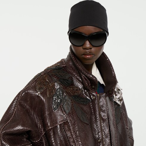 Leather bomber jacket