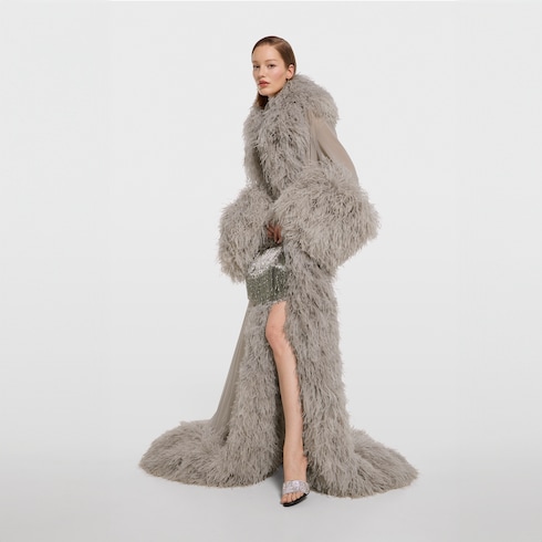 Fine technical tulle robe dress