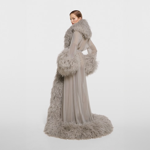 Fine technical tulle robe dress