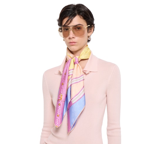 Printed silk jacquard carré