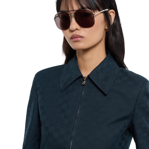 GG cotton gabardine zip jacket