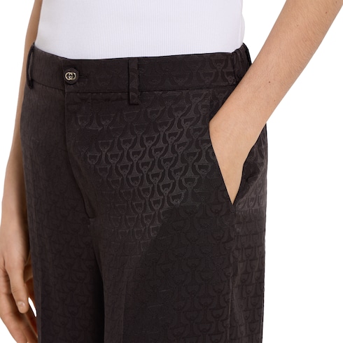Horsebit silk jacquard trousers