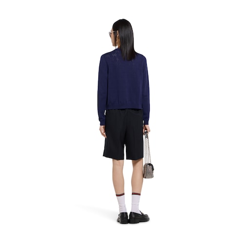 饰嵌花羊毛短裤