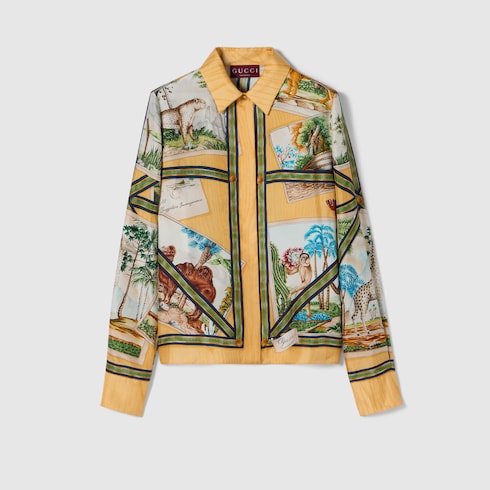 Printed silk twill shirt