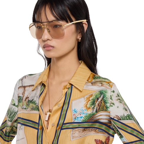 Camisa de sarga de seda con estampado