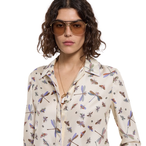Printed silk twill shirt