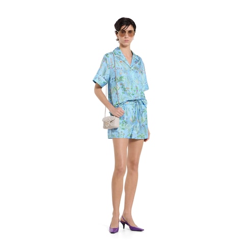 Shorts in twill di seta stampati