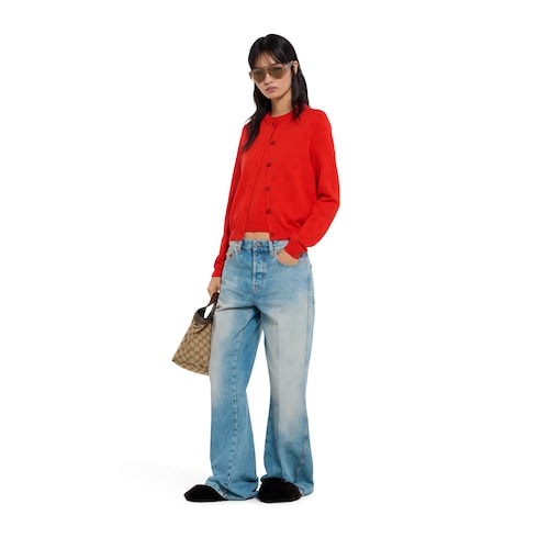 GG pointelle cotton silk top