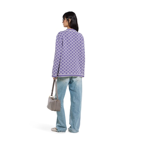 Cardigan in fine cotone GG jacquard