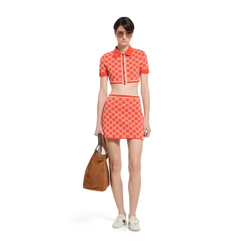Falda de jacquard de algodón fino con GG