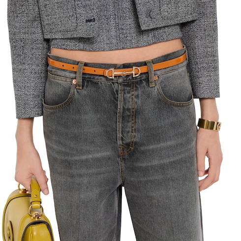 Wide leg denim trousers