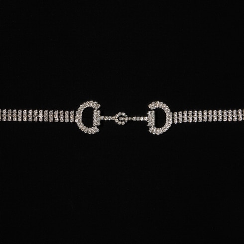 饰水晶马衔扣腰带针织连衣裙