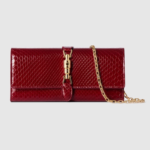 Gucci Jackie Brieftasche aus Pythonleder mit Kette