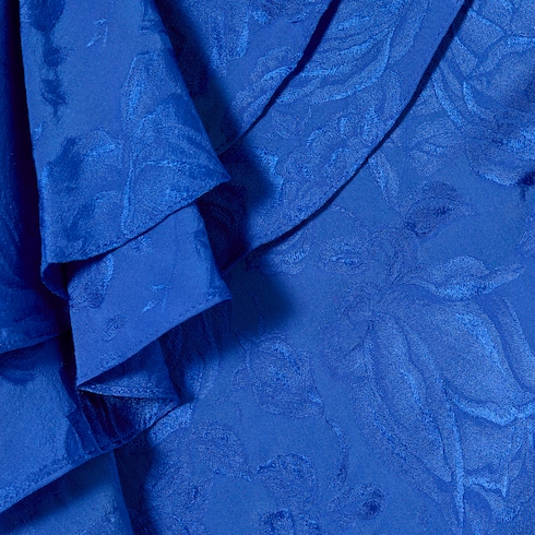 Silk twill jacquard shirt with ruffle trim