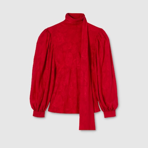 Silk twill jacquard shirt