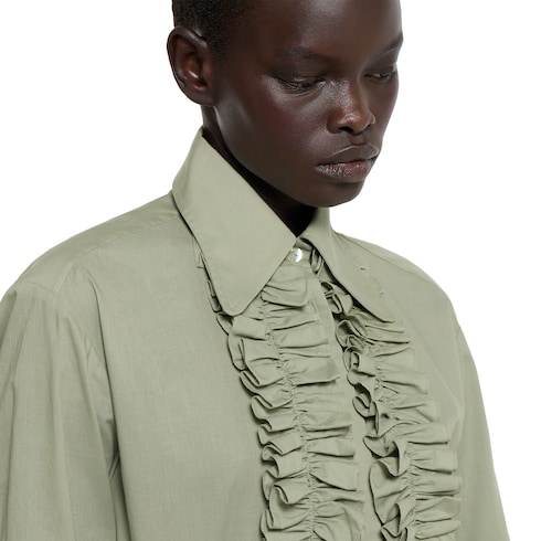 Camisa de muselina de algodón con volantes 