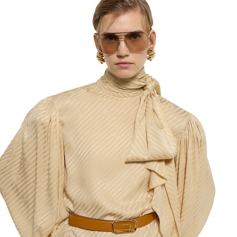 Abito in seta jacquard con GG diagonale