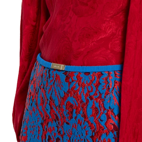 Gonna in lana con pizzo floreale