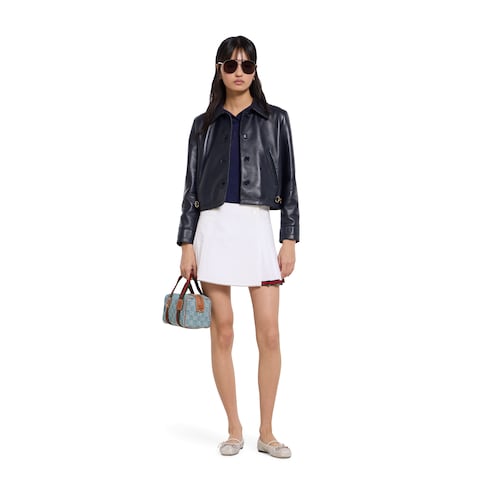 جاكيت من الجلد اللامع مع Horsebit