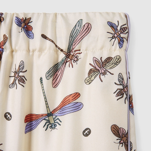 Printed silk twill pants