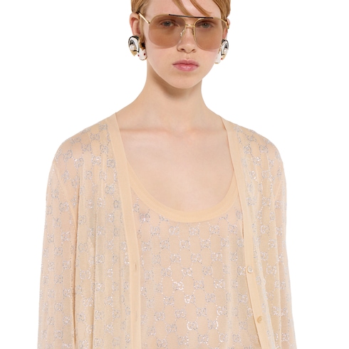 Fine silk tank top with GG crystals