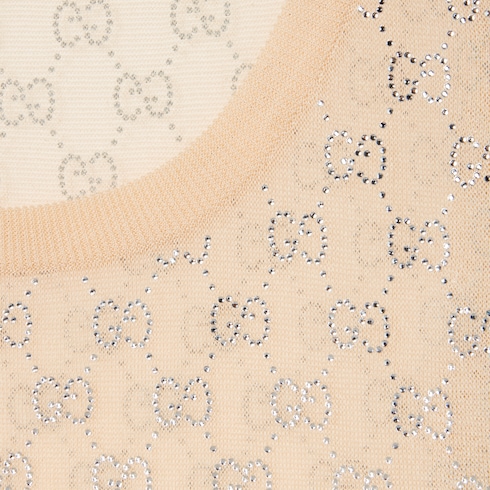 Fine silk tank top with GG crystals