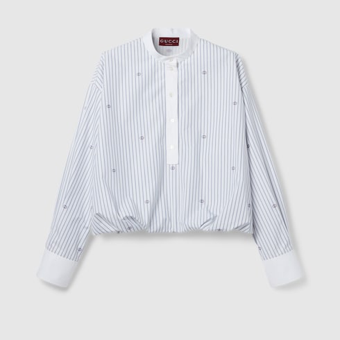 Chemise en coton à détail GG enlacés et fines rayures