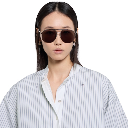 Camisa con GG entrelazada y raya diplomática