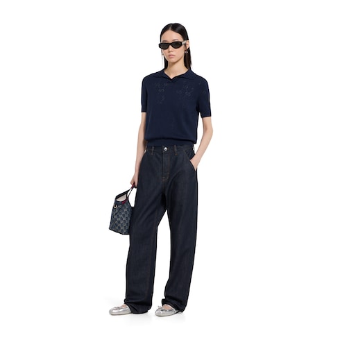 Pantalone in denim di cotone certificato rinse