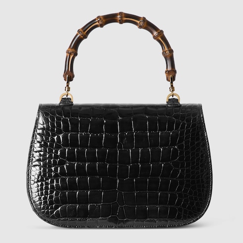 Borsa media Gucci Bamboo 1947 in pelle di coccodrillo