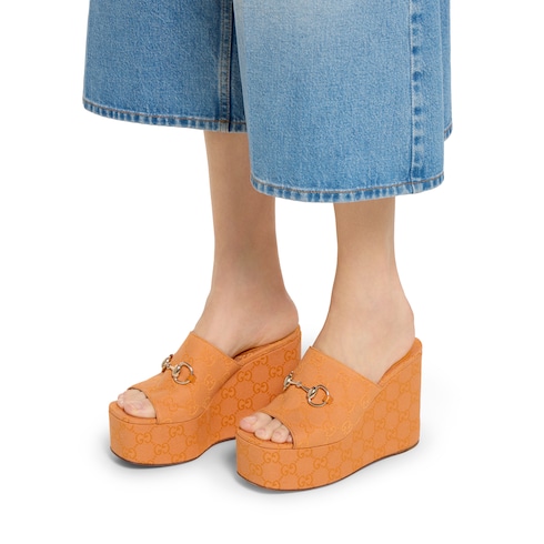 Damensandale mit Keilabsatz und Horsebit