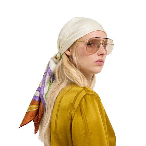 Pañuelo cuadrado jacquard seda estampado GG