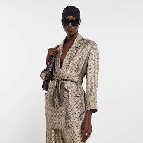 Printed silk twill diamond scarf