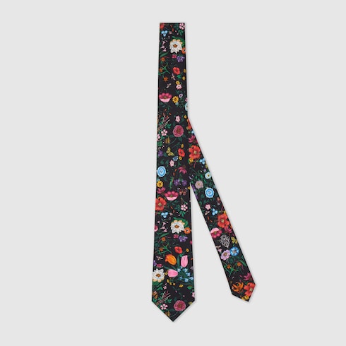 Printed silk tie
