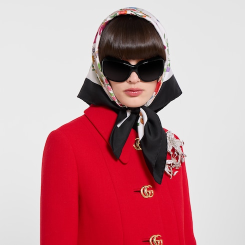 Cappotto in lana natté con bottone Doppia G