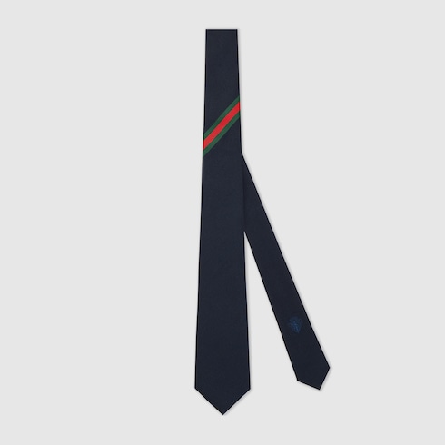 Cravate en jacquard de soie avec détail à bande Web