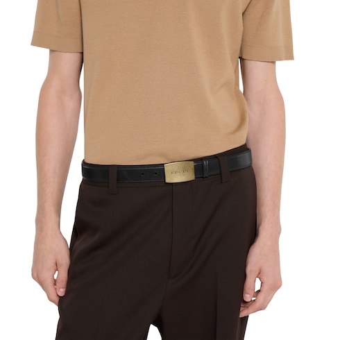 饰铭牌搭扣双面腰带