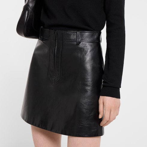 GUCCIレザースカート Leather mini skirt in black | GUCCI® US