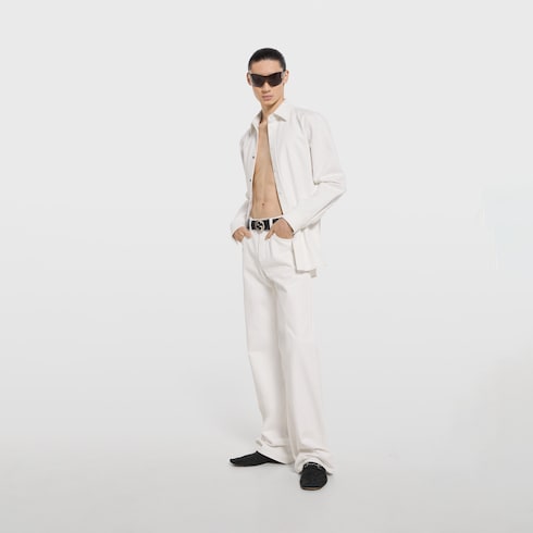 Pantalone in denim di cotone GG jacquard