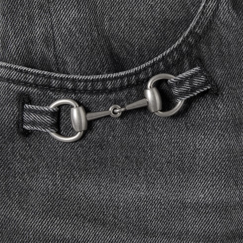 Cotton denim pants with Horsebit