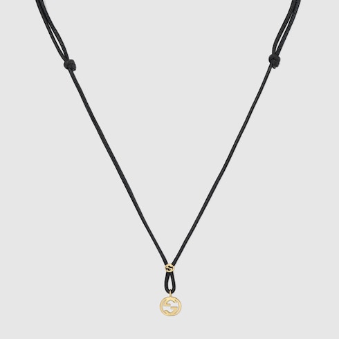 〔グッチ インターロッキング〕18K ペンダント コード ネックレス