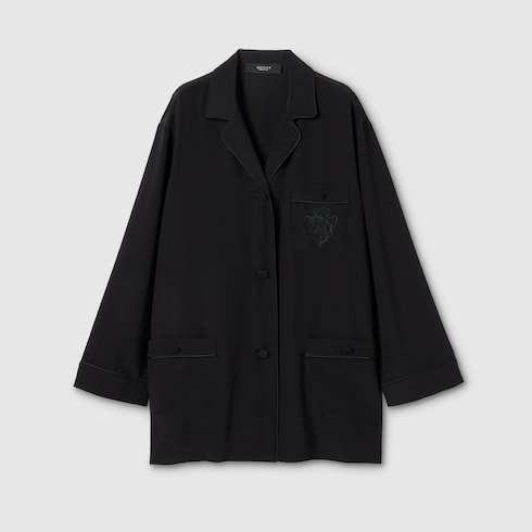 Chemise en crêpe de Chine en soie avec broderie