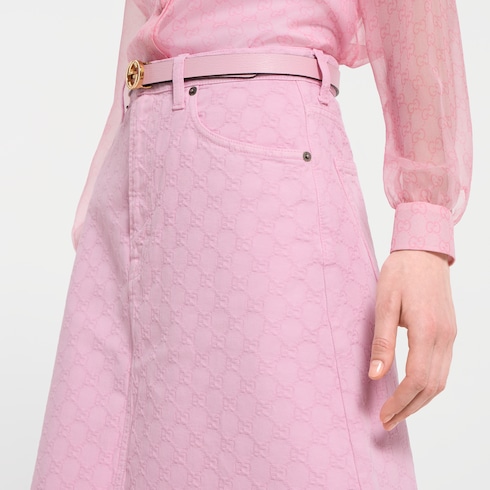 Gonna in denim di cotone GG jacquard