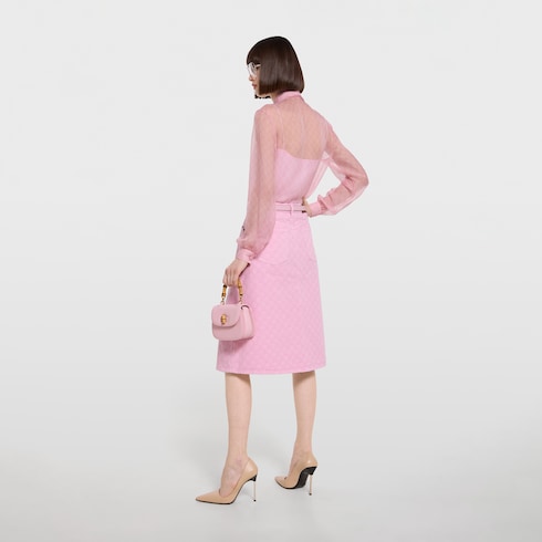 Falda de jacquard de denim de algodón con GG