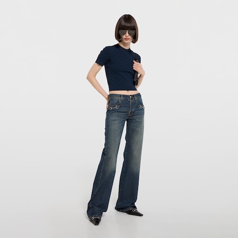 Top de jacquard de tejido fino con GG