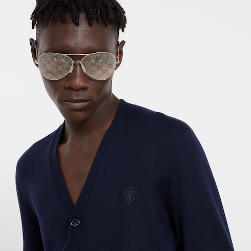 饰刺绣针织羊毛开衫