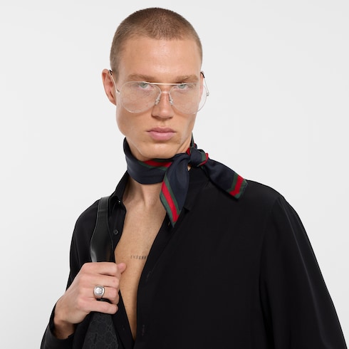 Cotton silk pocket square with Web