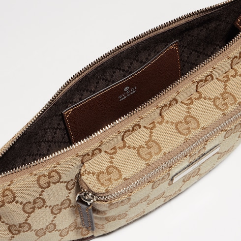 グッチ タグ〕スモール ベルトバッグ ・サンド＆ブラウン GGキャンバス